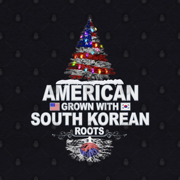 Christmas Tree  American Grown With South Korean Roots - Gift for South Korean From South Korea by Country Flags